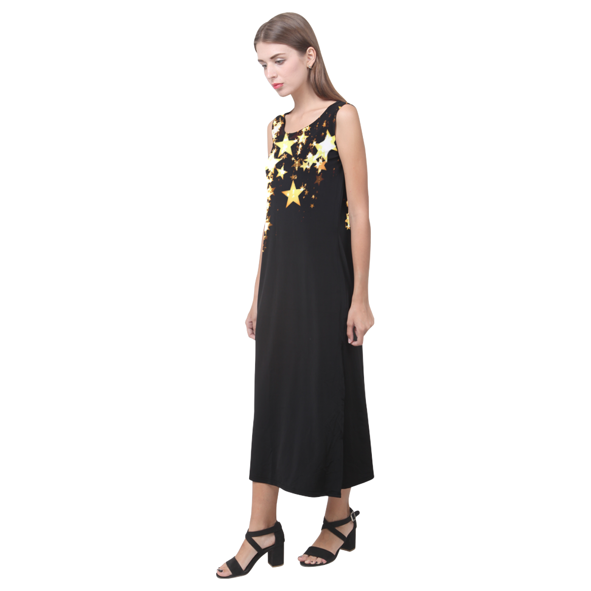 Christmas stars Phaedra Sleeveless Open Fork Long Dress (Model D08)