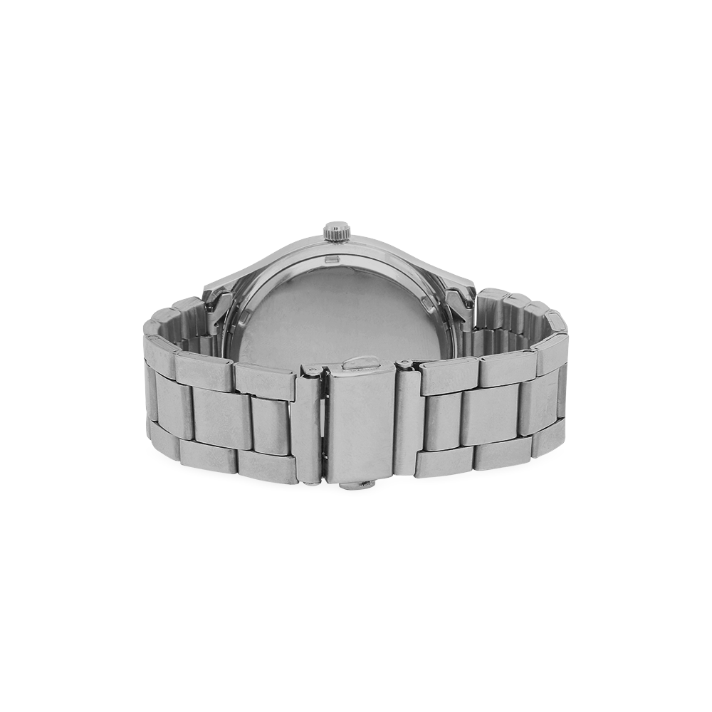 Deep black and white  mandala Men's Stainless Steel Watch(Model 104)