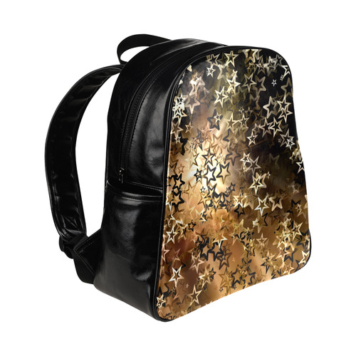 Christmas gold stars Multi-Pockets Backpack (Model 1636)