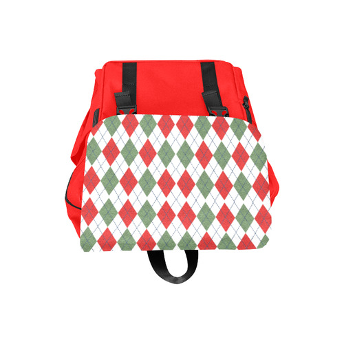 Christmas red and green rhomboid fabric Casual Shoulders Backpack (Model 1623)