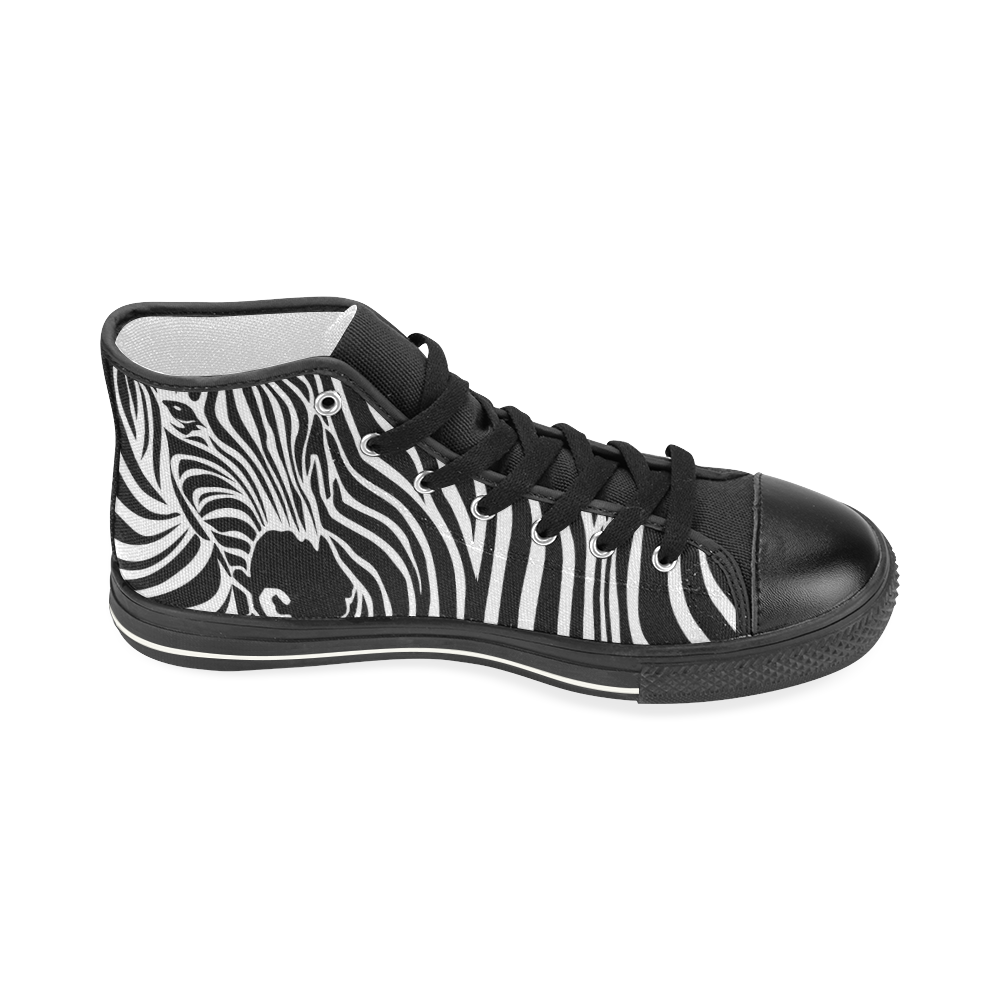 zebra opart, black and white Women's Classic High Top Canvas Shoes (Model 017)