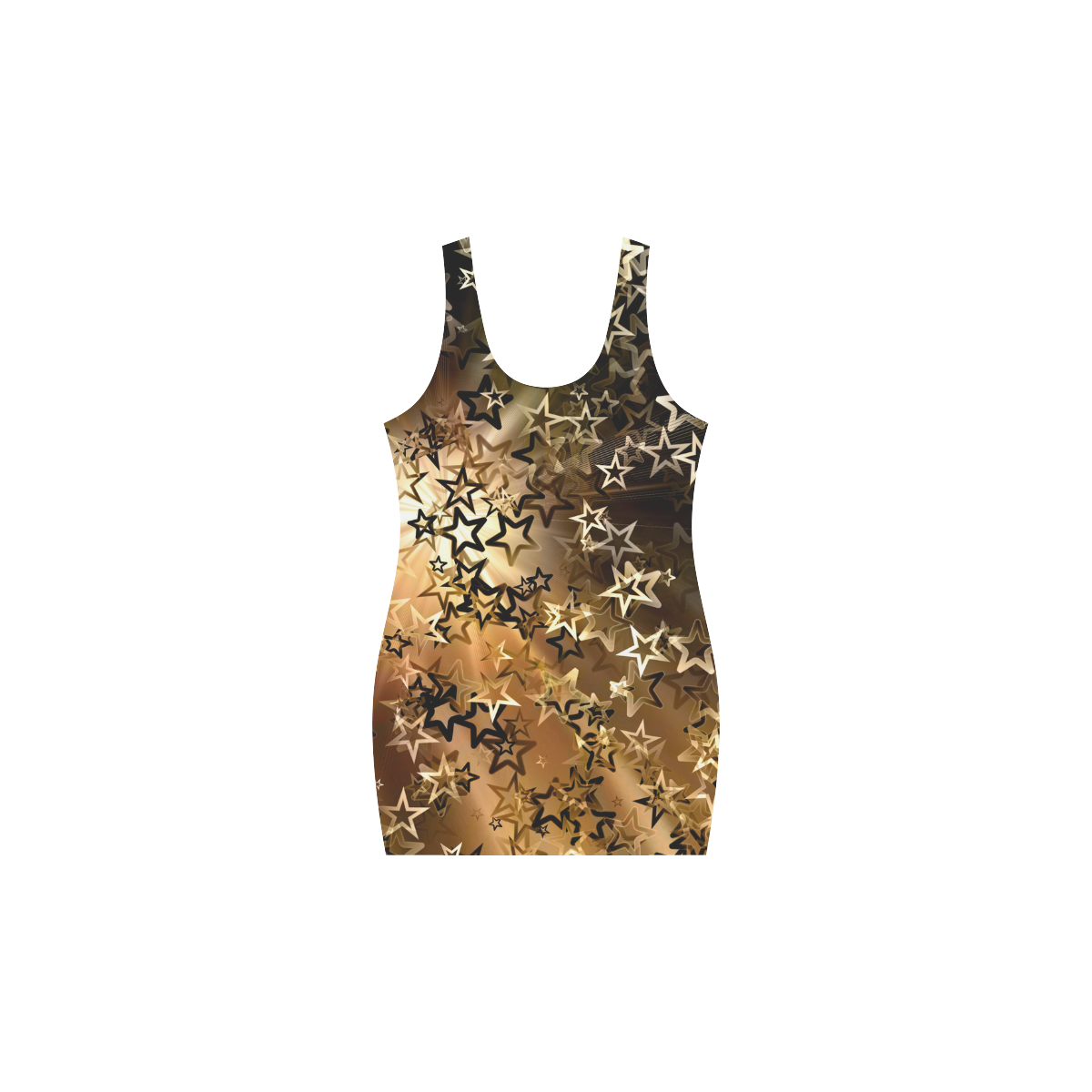 Christmas gold stars Medea Vest Dress (Model D06)
