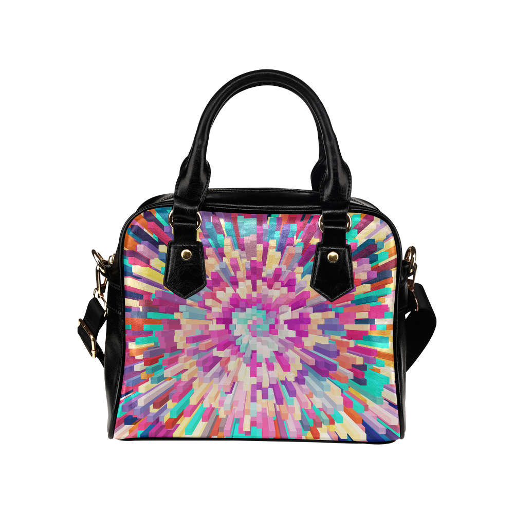 Colorful Exploding Blocks Shoulder Handbag (Model 1634)