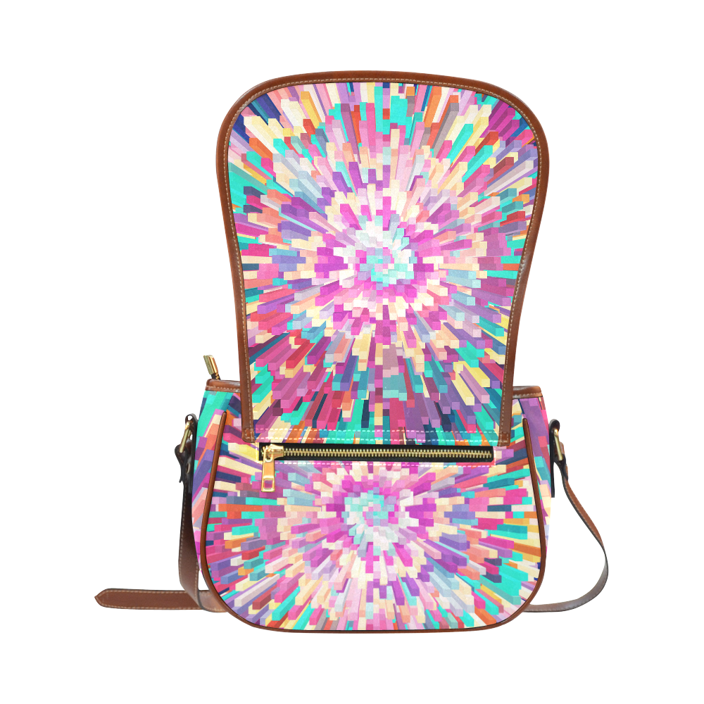 Colorful Exploding Blocks Saddle Bag/Large (Model 1649)