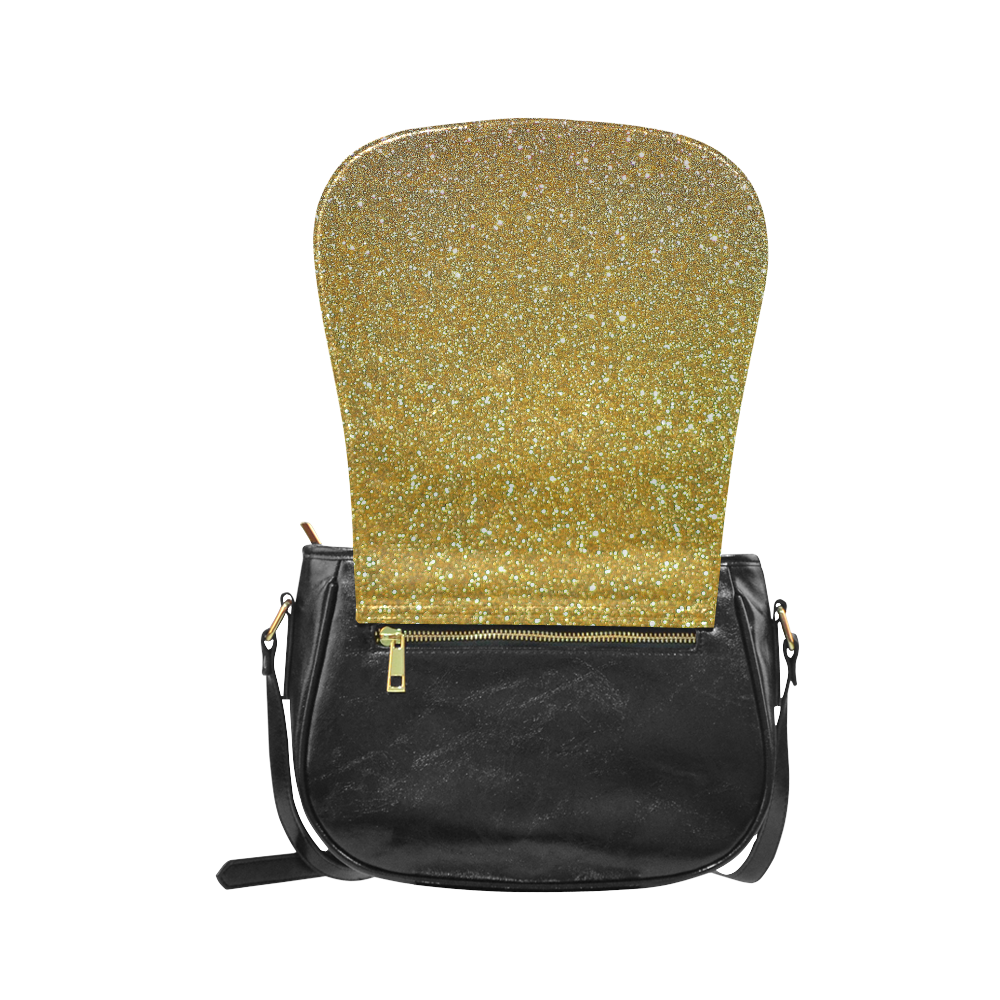 Gold glitter Classic Saddle Bag/Small (Model 1648)