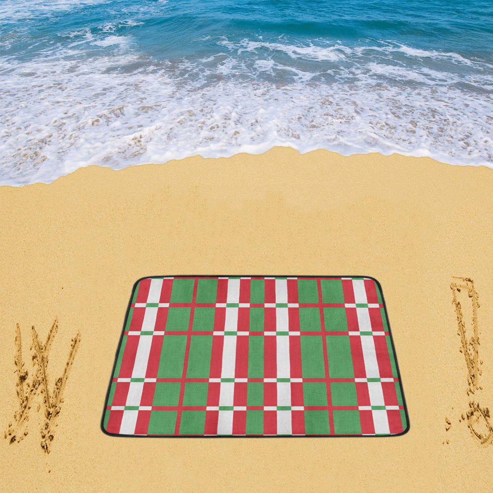 Christmas red and green pattern Beach Mat 78"x 60"