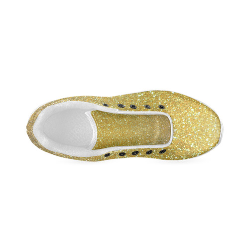 Gold glitter Women’s Running Shoes (Model 020)