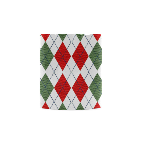 Christmas red and green rhomboid fabric White Mug(11OZ)