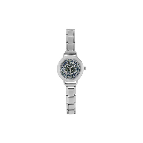 Blue, grey and white mandala Women's Italian Charm Watch(Model 107)