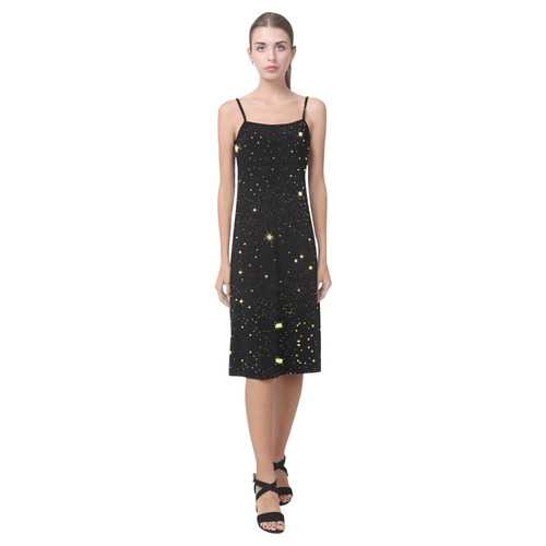 Christmas gold stars night sky Alcestis Slip Dress (Model D05)