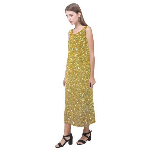 Gold glitter Phaedra Sleeveless Open Fork Long Dress (Model D08)
