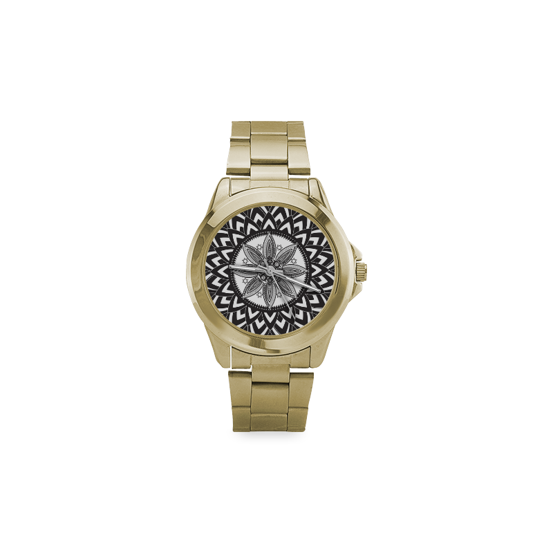 Black and white mandala Custom Gilt Watch(Model 101)