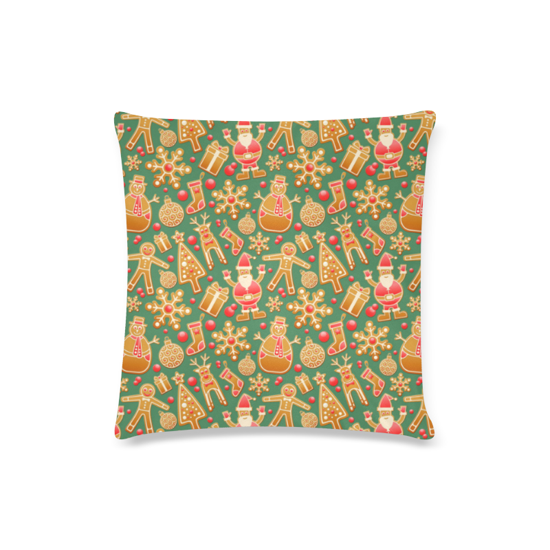 Christmas ginger pattern Custom Zippered Pillow Case 16"x16"(Twin Sides)
