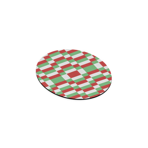 Christmas red and green pattern fabric Round Coaster