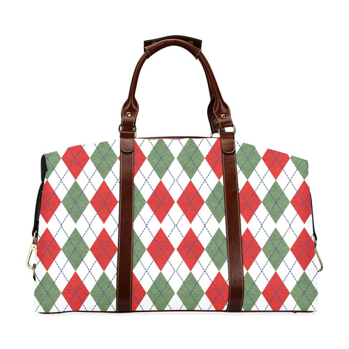 Christmas red and green rhomboid fabric Classic Travel Bag (Model 1643)