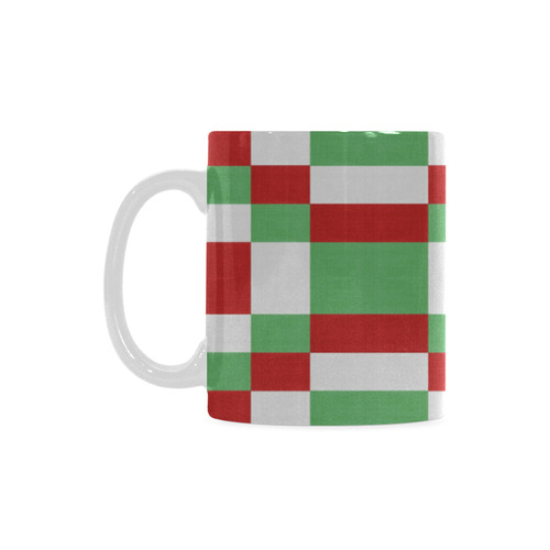 Christmas red and green pattern fabric White Mug(11OZ)