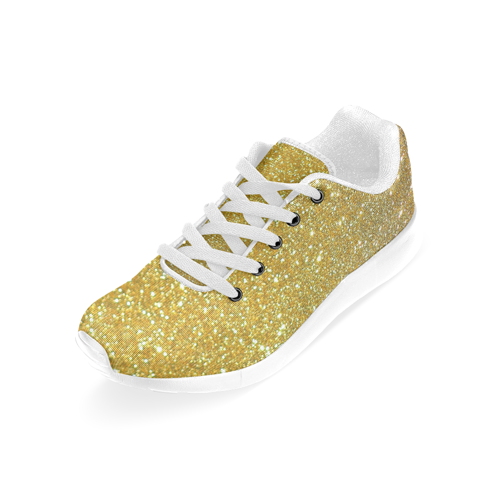 Gold glitter Women’s Running Shoes (Model 020)