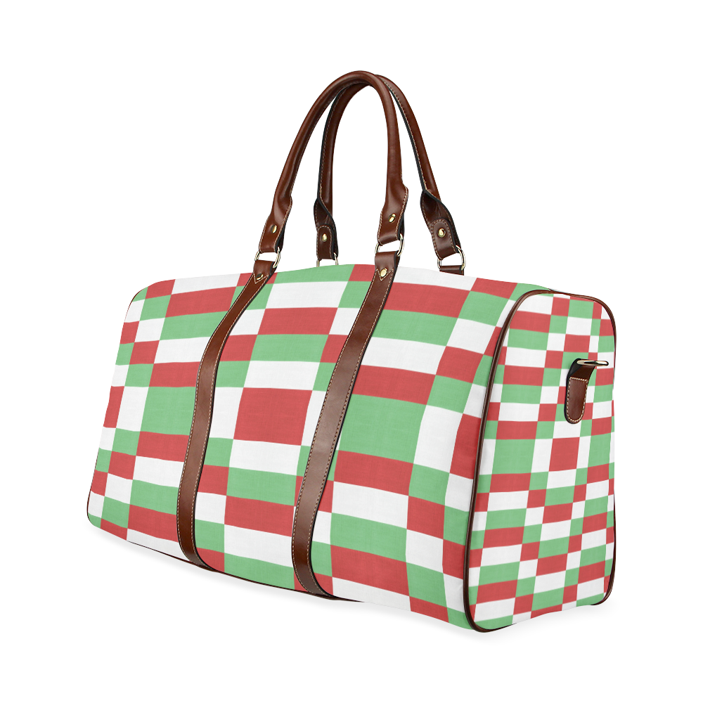 Christmas red and green pattern fabric Waterproof Travel Bag/Small (Model 1639)
