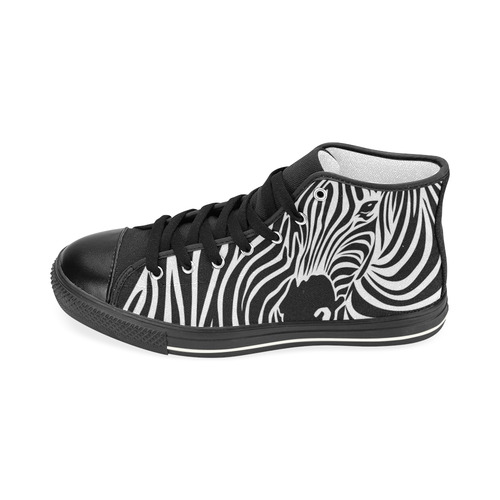 zebra opart, black and white Women's Classic High Top Canvas Shoes (Model 017)