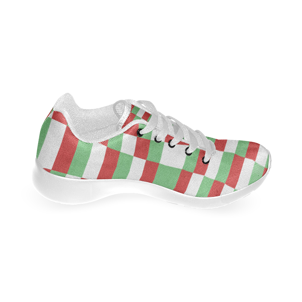 Christmas red and green pattern fabric Women’s Running Shoes (Model 020)