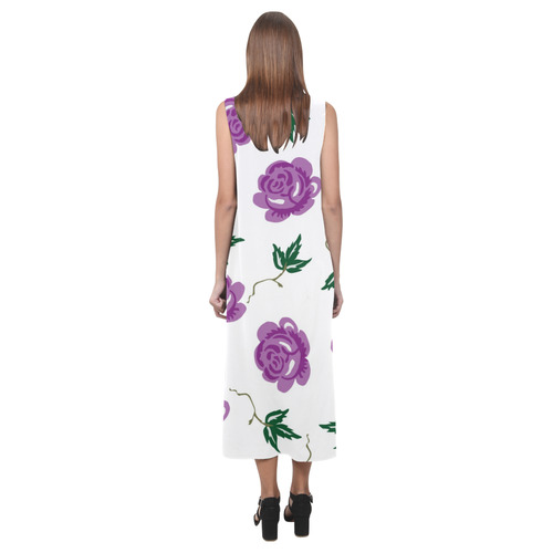Geometric Floral Spring - Black Phaedra Sleeveless Open Fork Long Dress