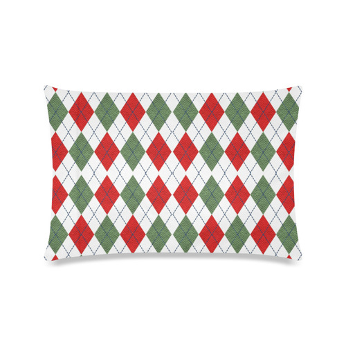Christmas red and green rhomboid fabric Custom Zippered Pillow Case 16"x24"(Twin Sides)