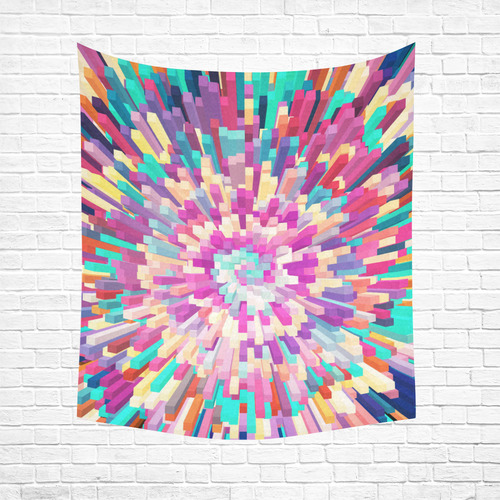 Colorful Exploding Blocks Cotton Linen Wall Tapestry 51"x 60"