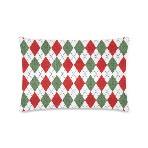 Christmas red and green rhomboid fabric Custom Zippered Pillow Case 16"x24"(Twin Sides)