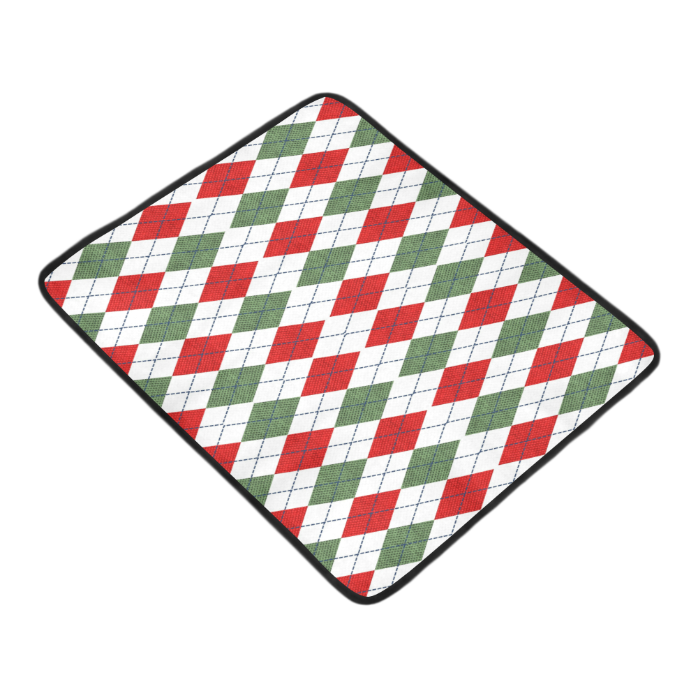 Christmas red and green rhomboid fabric Beach Mat 78"x 60"