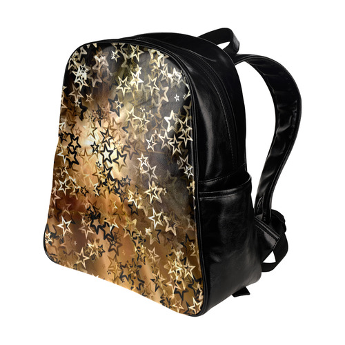 Christmas gold stars Multi-Pockets Backpack (Model 1636)