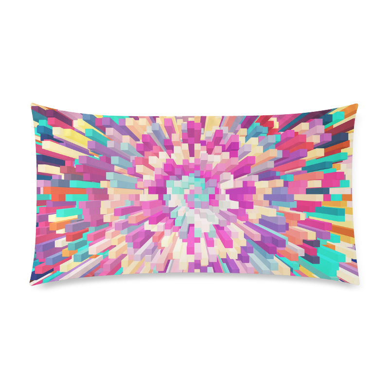 Colorful Exploding Blocks Custom Rectangle Pillow Case 20"x36" (one side)
