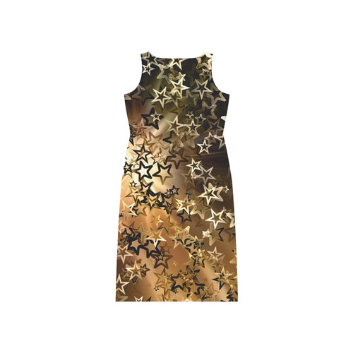 Christmas gold stars Phaedra Sleeveless Open Fork Long Dress (Model D08)