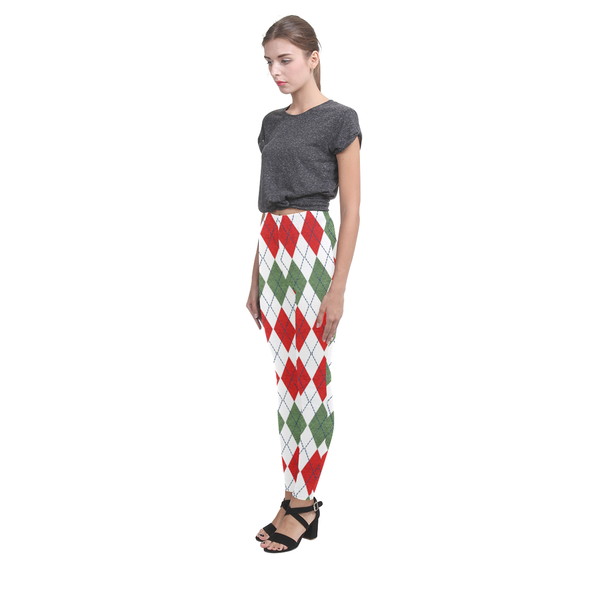 Christmas red and green rhomboid fabric Cassandra Women's Leggings (Model L01)