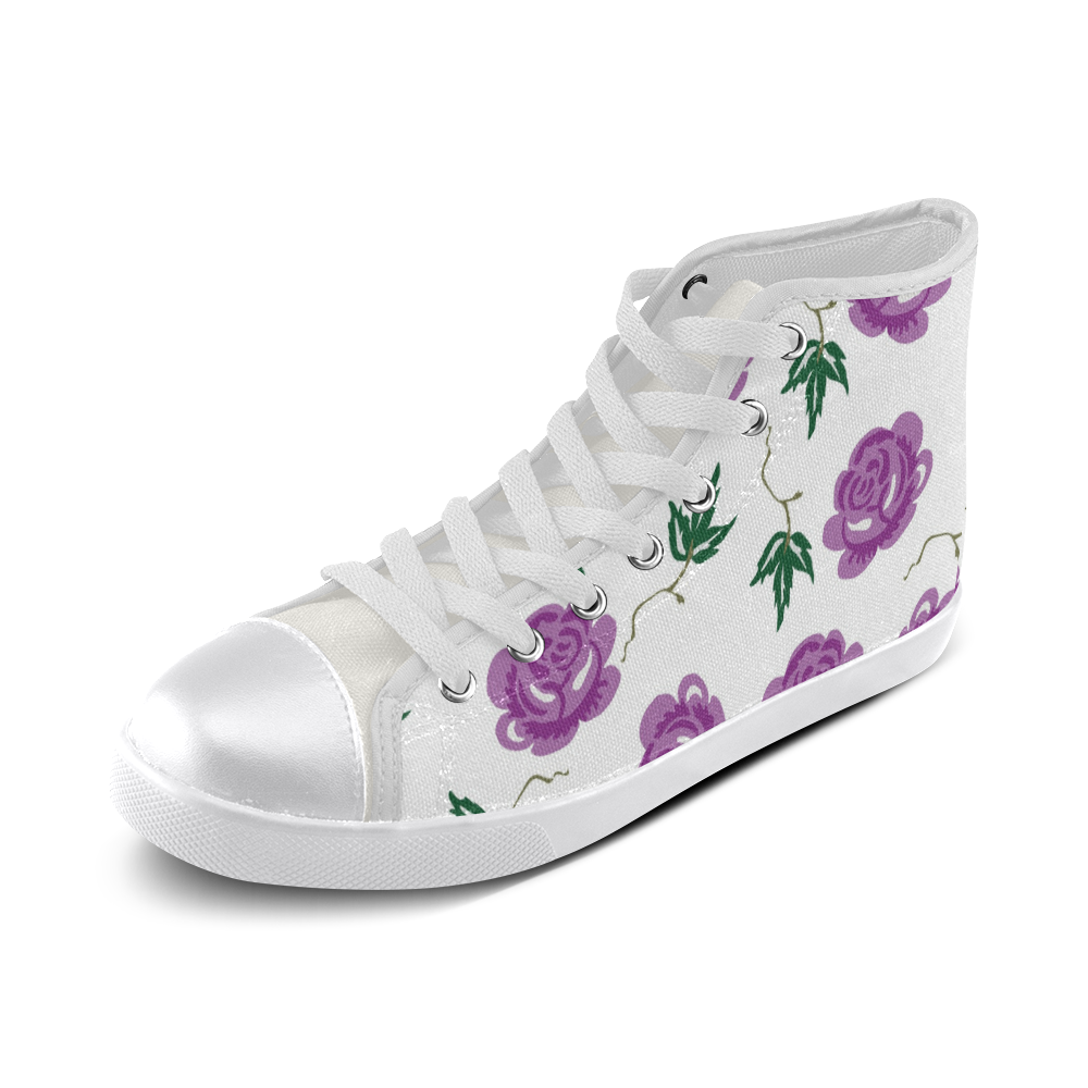 Pretty Floral Women's High Top Canvas Shoes (Model 002) | ID: D789599