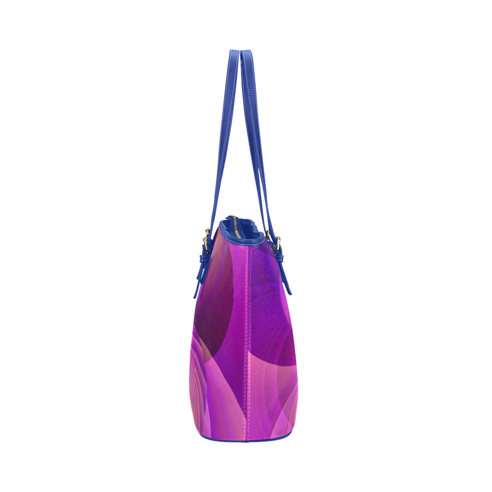 Abstract Infinity in Blue and Purple Leather Tote Bag/Small (Model 1651)