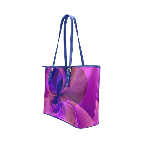 Abstract Infinity in Blue and Purple Leather Tote Bag/Small (Model 1651)