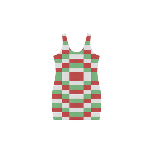 Christmas red and green pattern fabric Medea Vest Dress (Model D06)