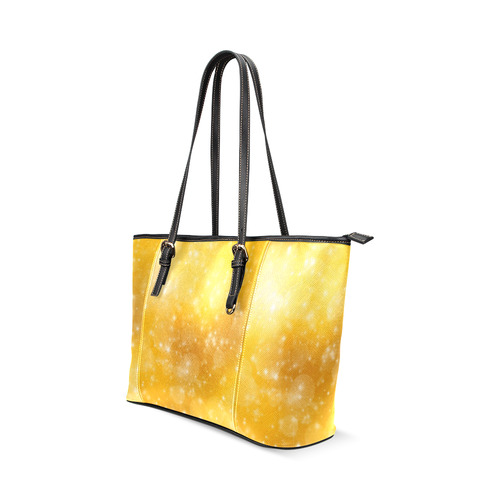 Gold stars Leather Tote Bag/Large (Model 1640)