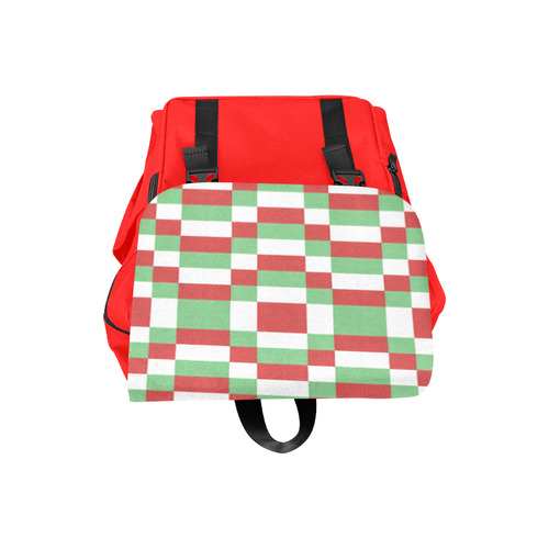 Christmas red and green pattern fabric Casual Shoulders Backpack (Model 1623)
