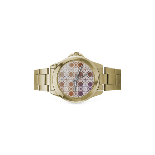 White  and gold watercolor mosaic mandala Custom Gilt Watch(Model 101)
