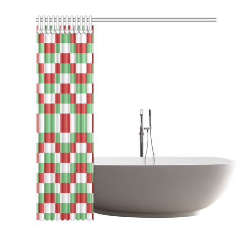 Christmas red and green pattern fabric Shower Curtain 66"x72"