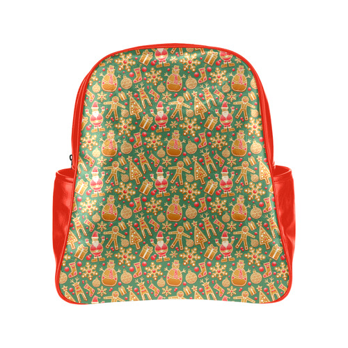 Christmas ginger pattern Multi-Pockets Backpack (Model 1636)