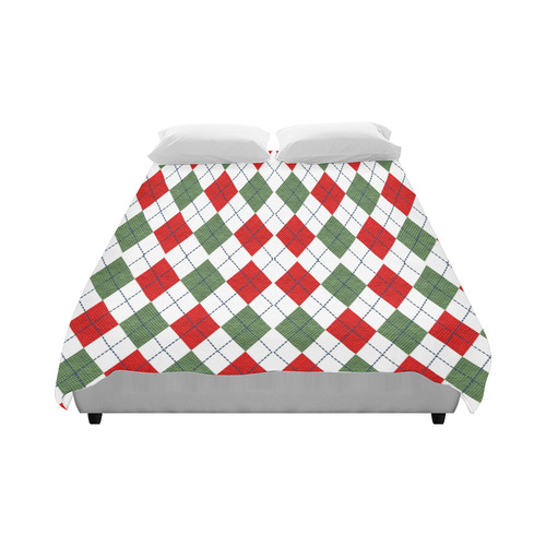 Christmas red and green rhomboid fabric Duvet Cover 86"x70" ( All-over-print)