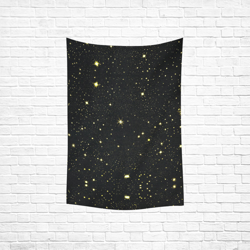 Christmas gold stars night sky Cotton Linen Wall Tapestry 40"x 60"