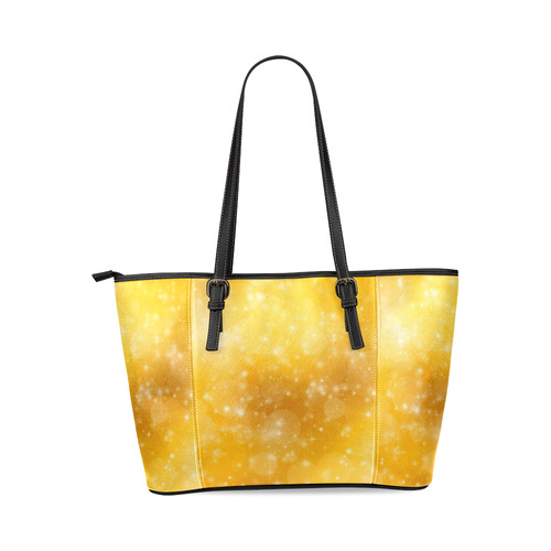 Gold stars Leather Tote Bag/Large (Model 1640)