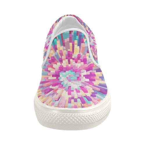 Colorful Exploding Blocks Women's Slip-on Canvas Shoes (Model 019)