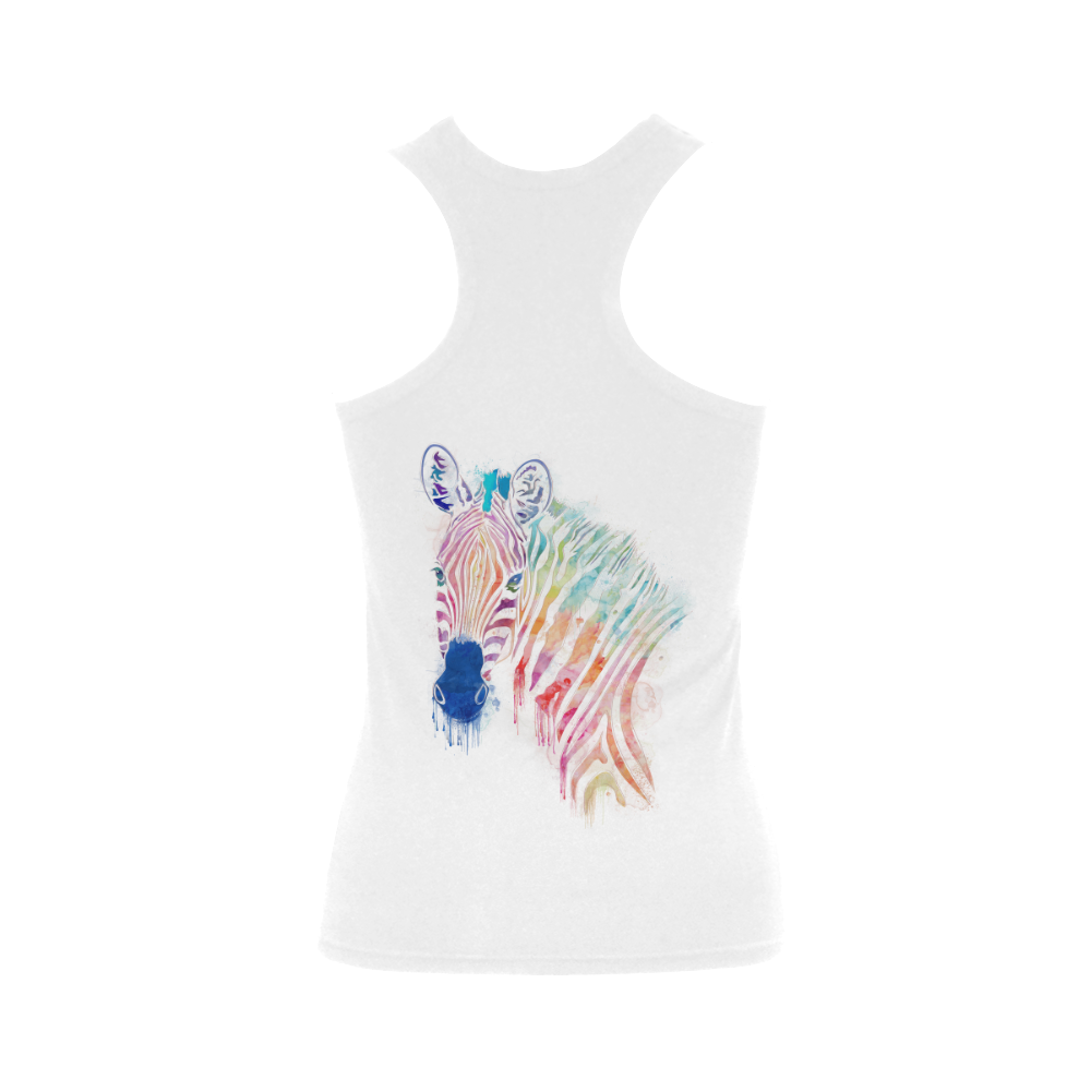 watercolor rainbow zebra Women's Shoulder-Free Tank Top (Model T35)