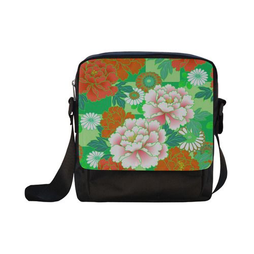 Vintage Japanese Floral Kimono Pattern Crossbody Nylon Bags (Model 1633)