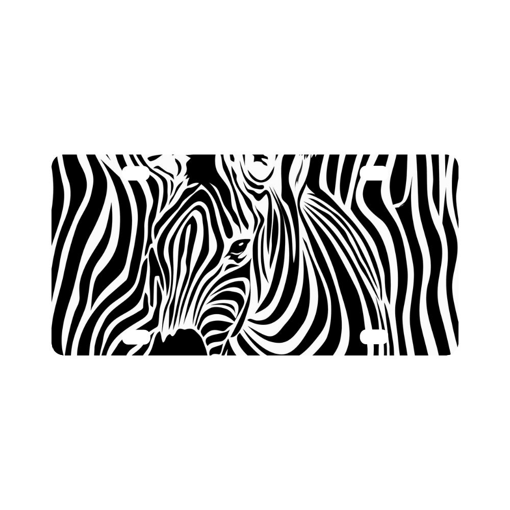 zebra opart, black and white Classic License Plate