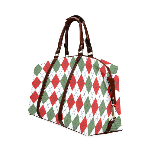 Christmas red and green rhomboid fabric Classic Travel Bag (Model 1643)